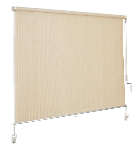 COOLAND    Cordless Crank Operated Child Safe Roller Outdoor/Exterior Solar Sun Shade/Patio Blinds for Patio Lawn Garden  Pergola Porch,Cabana,Gazebo,Dock Home UV Protection,60"Wx 72"L Beige